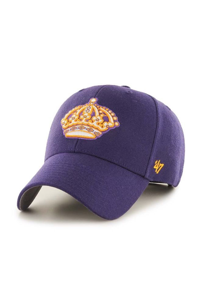 Кепка з домішкою вовни 47brand NHL Los Angeles Kings колір фіолетовий з аплікацією