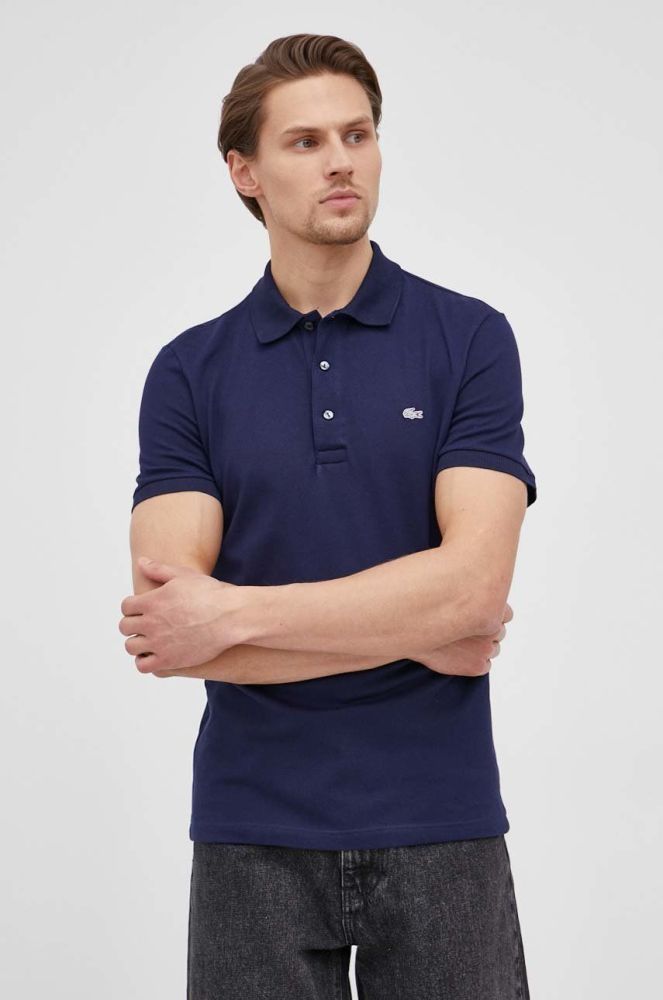 Бавовняне поло Lacoste колір синій однотонний PH4014.-001