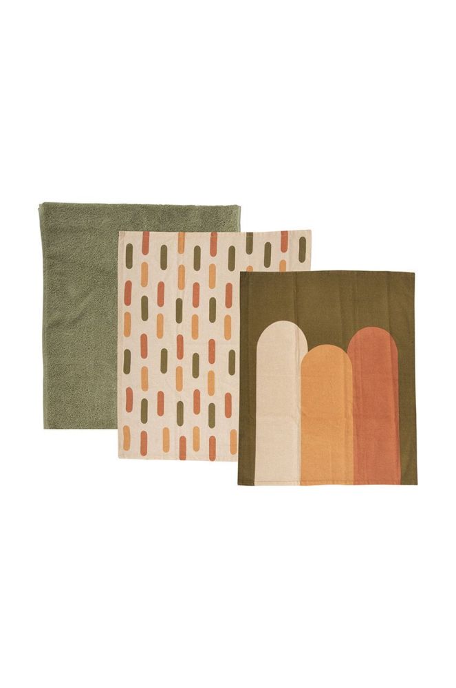 Present Time Кухонні рушники (3-pack) колір зелений