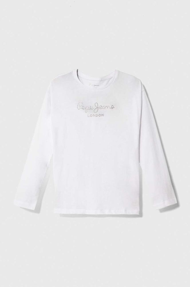 Дитячий бавовняний лонгслів Pepe Jeans колір білий (3488893)