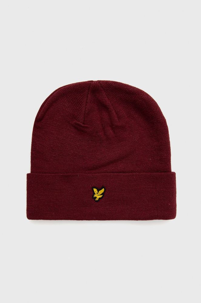 Шапка Lyle & Scott колір бордовий з тонкого трикотажу