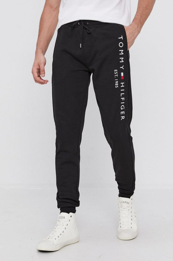 Штани Tommy Hilfiger чоловічі колір чорний з аплікацією