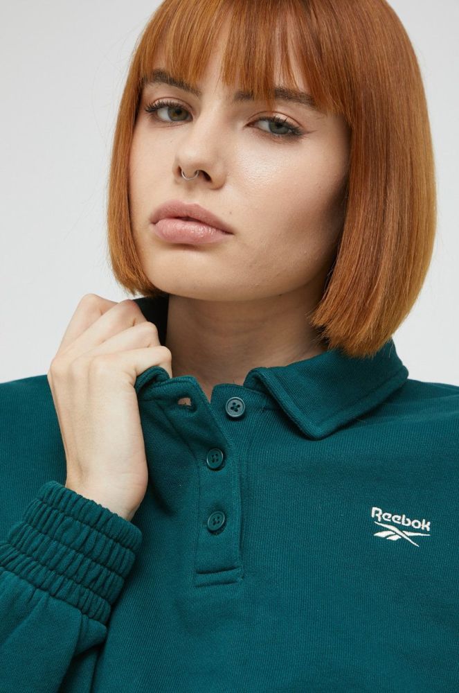 Бавовняна кофта Reebok Classic жіноча колір зелений однотонна