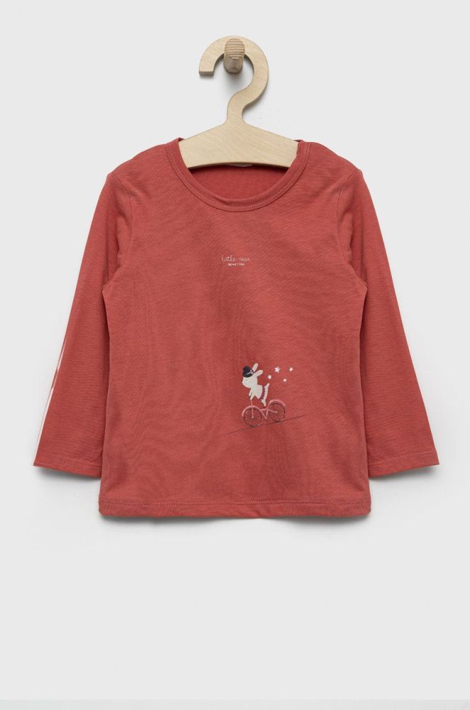 Дитячий бавовняний лонгслів United Colors of Benetton колір рожевий (2541345)