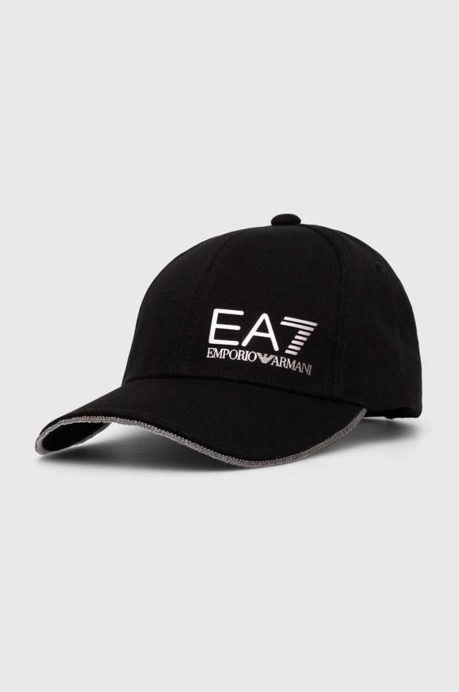 Бавовняна бейсболка EA7 Emporio Armani колір рожевий з аплікацією (3445125)