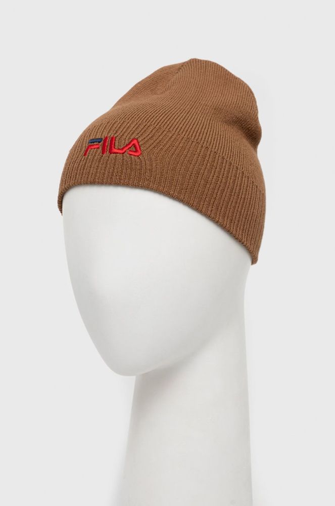 Дитяча шапка Fila колір коричневий з тонкого трикотажу