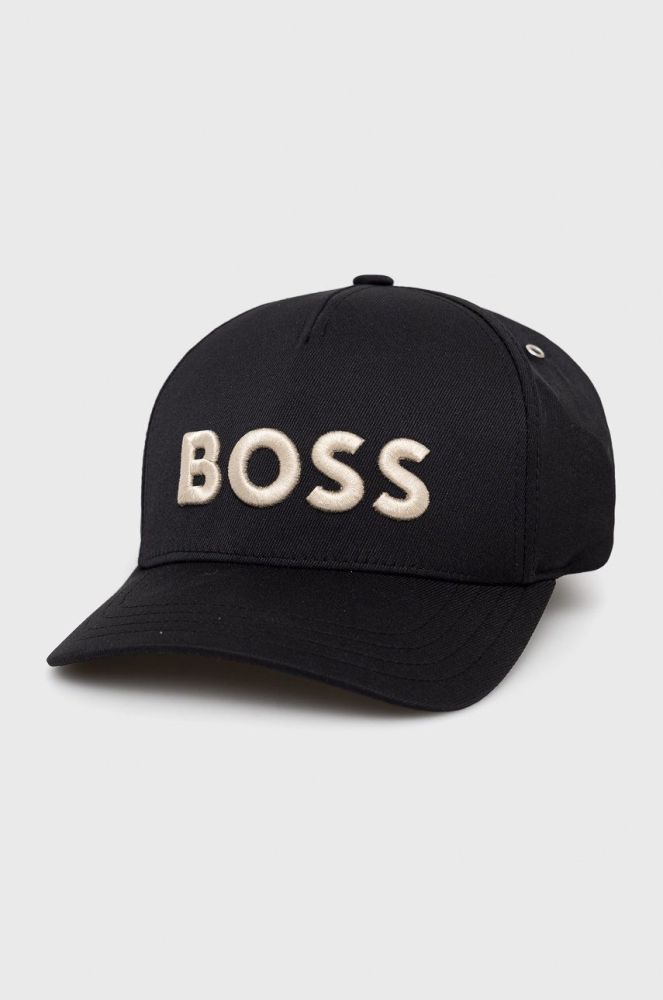 Кепка BOSS колір чорний з аплікацією