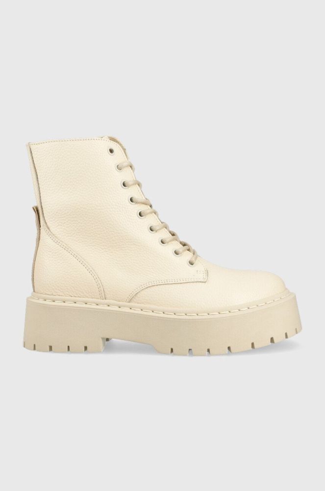 Шкіряні черевики Steve Madden Skylar жіночі колір бежевий на платформі