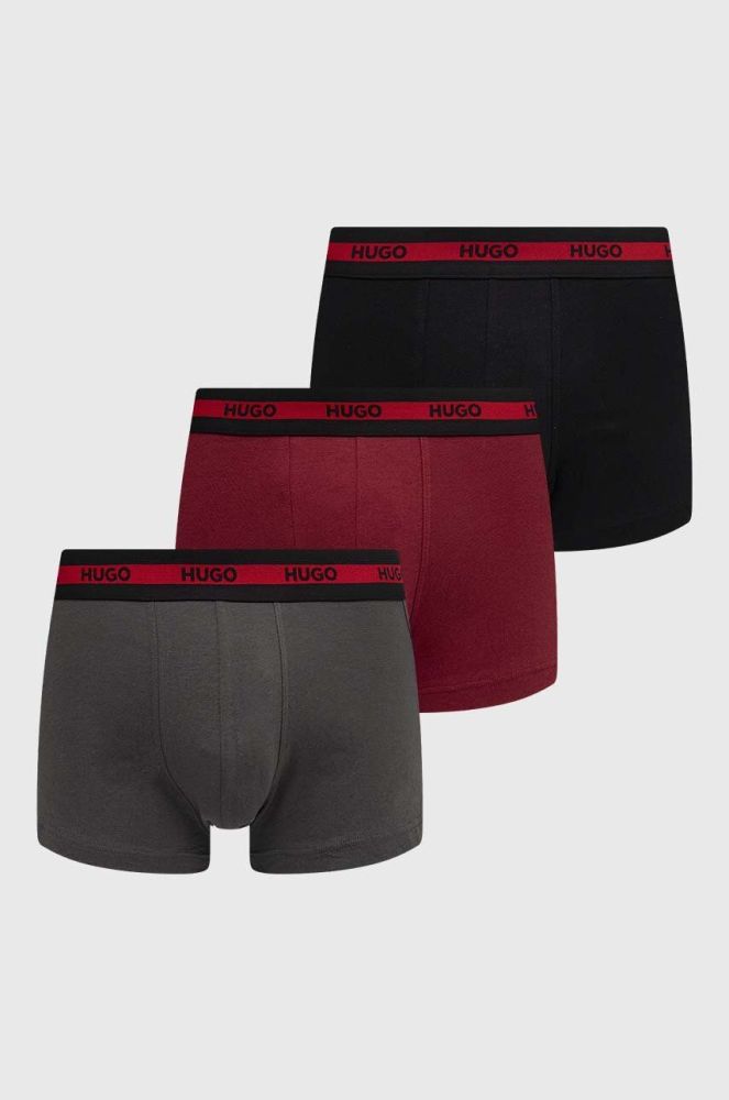 Боксери HUGO 3-pack чоловічі колір сірий (3485270)
