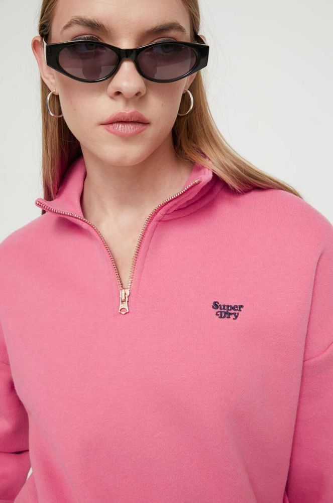 Кофта Superdry жіноча колір рожевий однотонна (3629176)