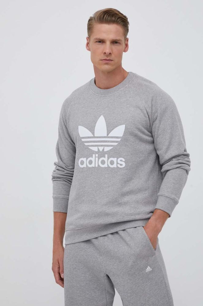 Бавовняна кофта adidas Originals чоловіча колір сірий з принтом