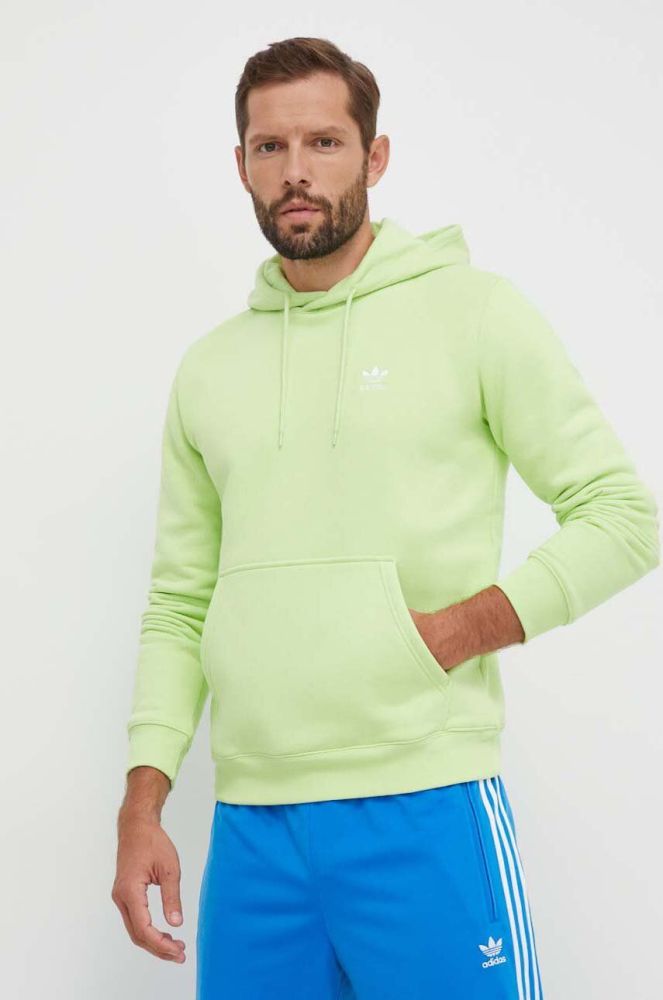 Кофта adidas Originals чоловіча колір зелений з капюшоном однотонна (3609227)