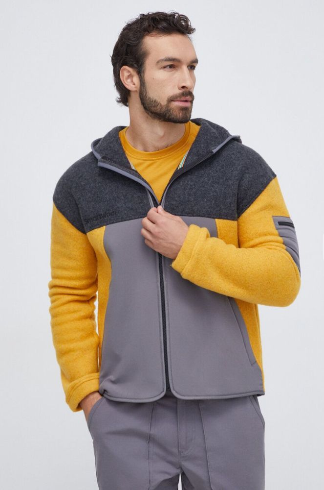 Спортивна кофта Smartwool Hudson колір сірий з капюшоном візерунок