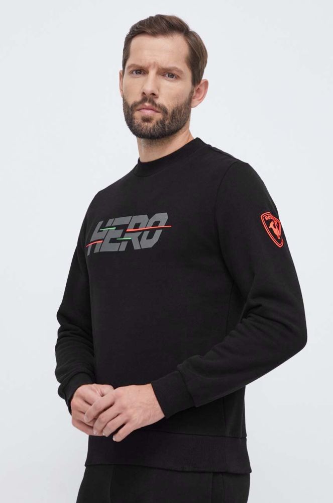 Бавовняна кофта Rossignol HERO чоловіча колір чорний з принтом