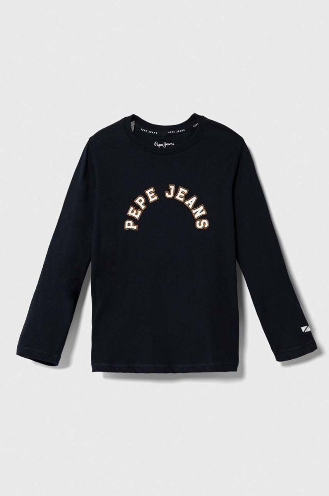 Дитячий бавовняний лонгслів Pepe Jeans колір синій з принтом (3489149)