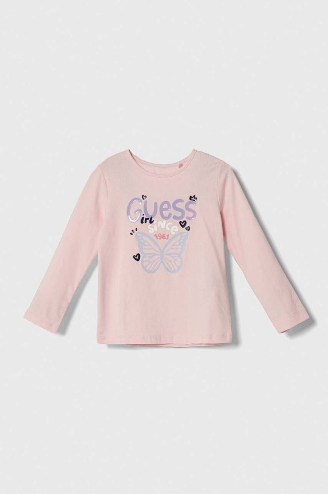 Дитячий лонгслів Guess колір рожевий (3625034)