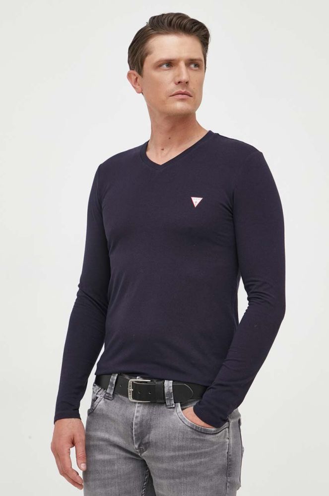 Лонгслів Guess чоловічий колір синій однотонний (3309873)
