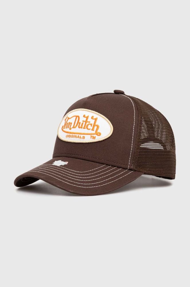 Кепка Von Dutch колір коричневий з аплікацією (3550357)
