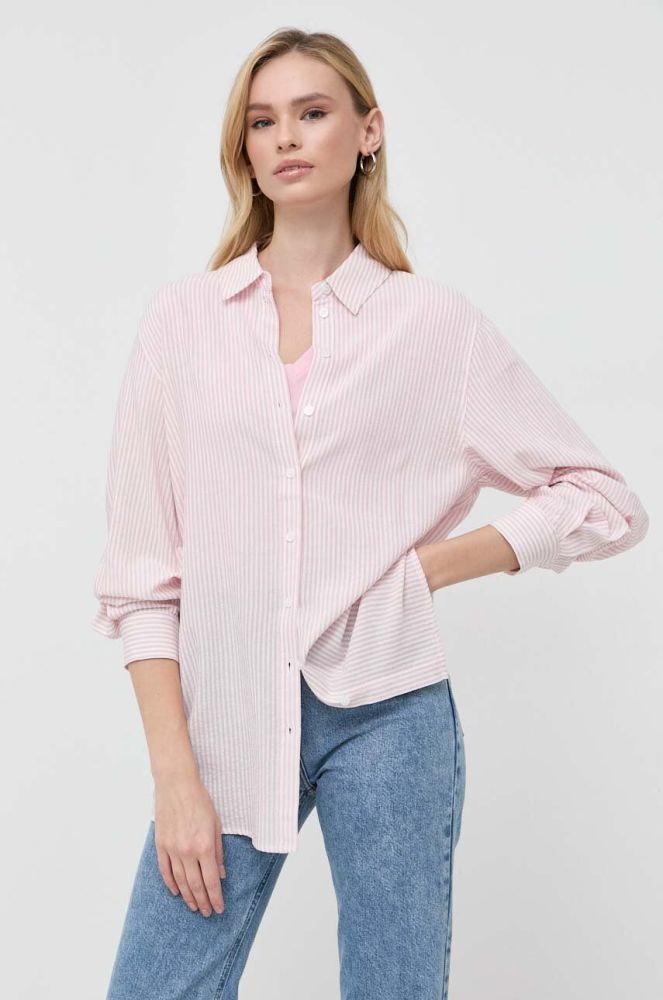 Сорочка Guess Guess x Banksy жіноча колір рожевий regular класичний комір