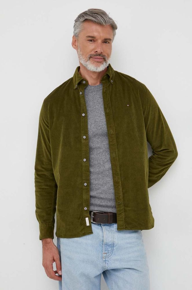 Сорочка Tommy Hilfiger чоловіча колір зелений regular комір button-down (3520563)