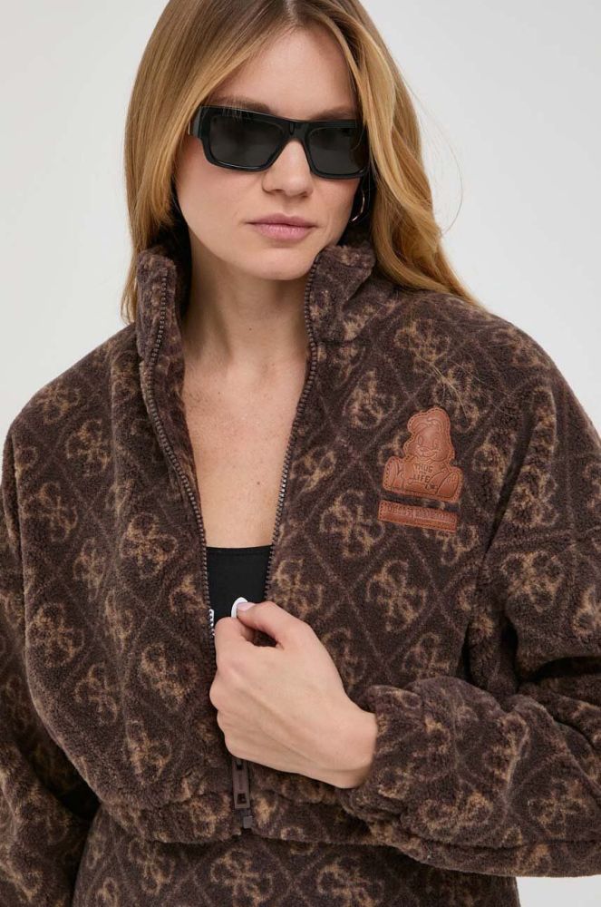 Кофта Guess Guess x Banksy жіноча колір коричневий візерунок
