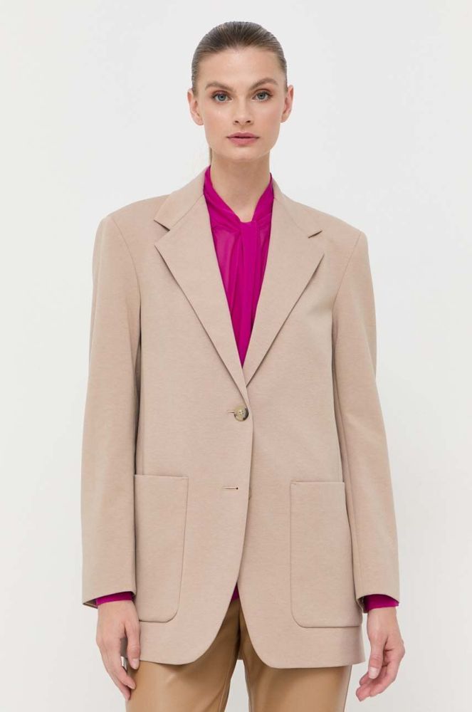 Піджак Weekend Max Mara колір бежевий однобортний однотонна