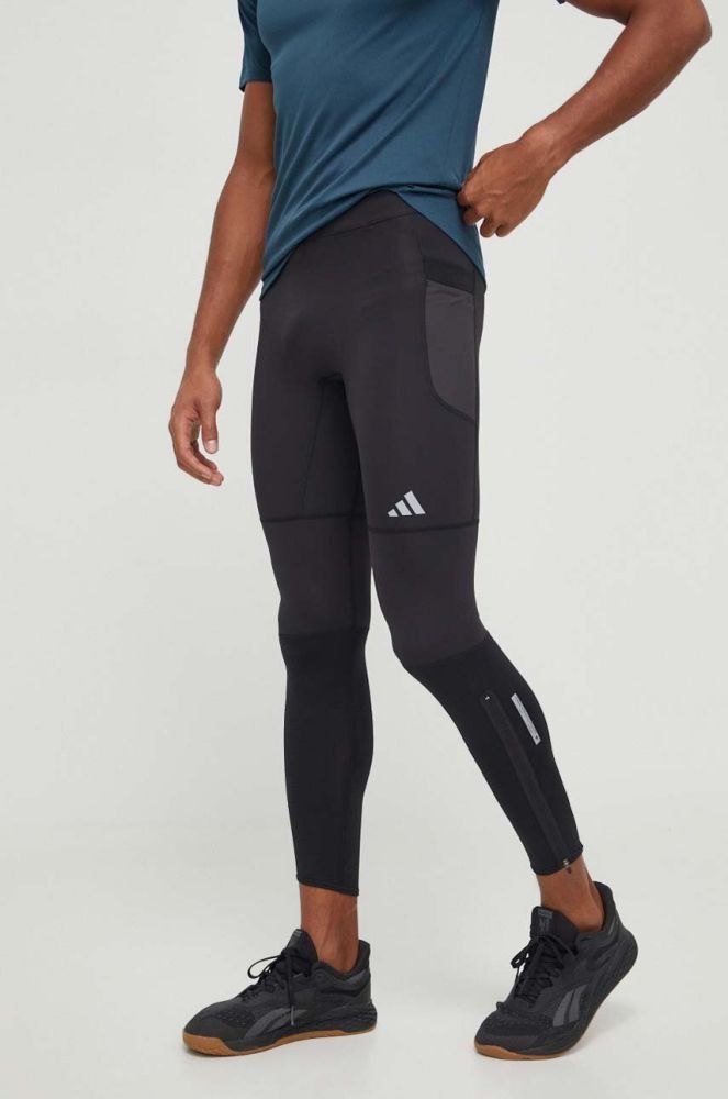 Легінси для бігу adidas Performance колір чорний однотонні