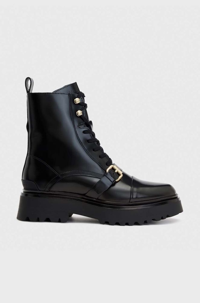 Шкіряні черевики AllSaints Stellar жіночі колір чорний на платформі WF724X