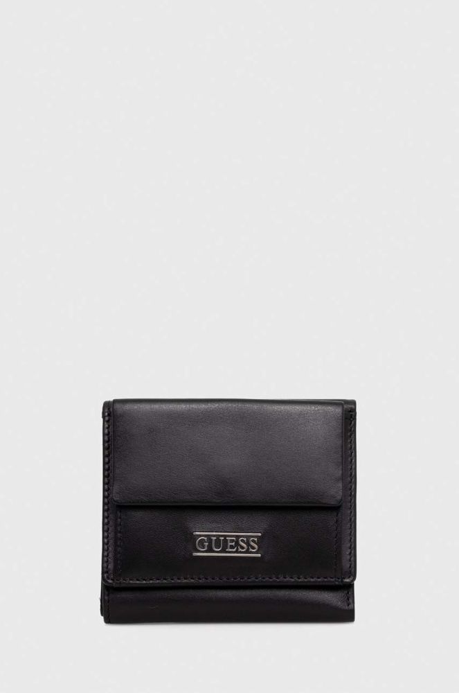 Шкіряний гаманець Guess чоловічий колір чорний (3474309)