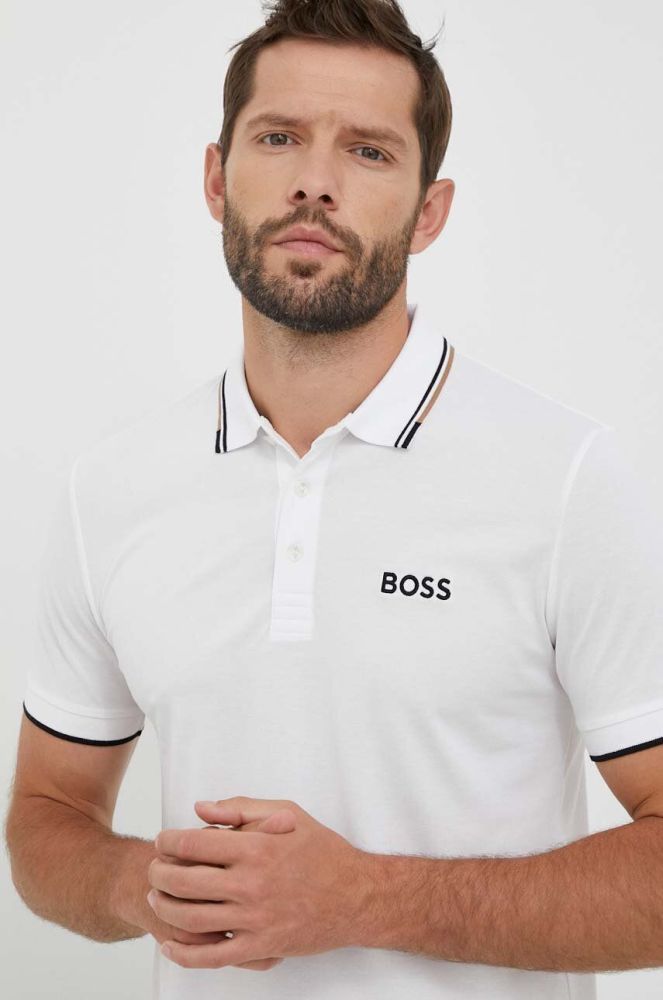 Поло Boss Green BOSS GREEN чоловіче колір білий з аплікацією