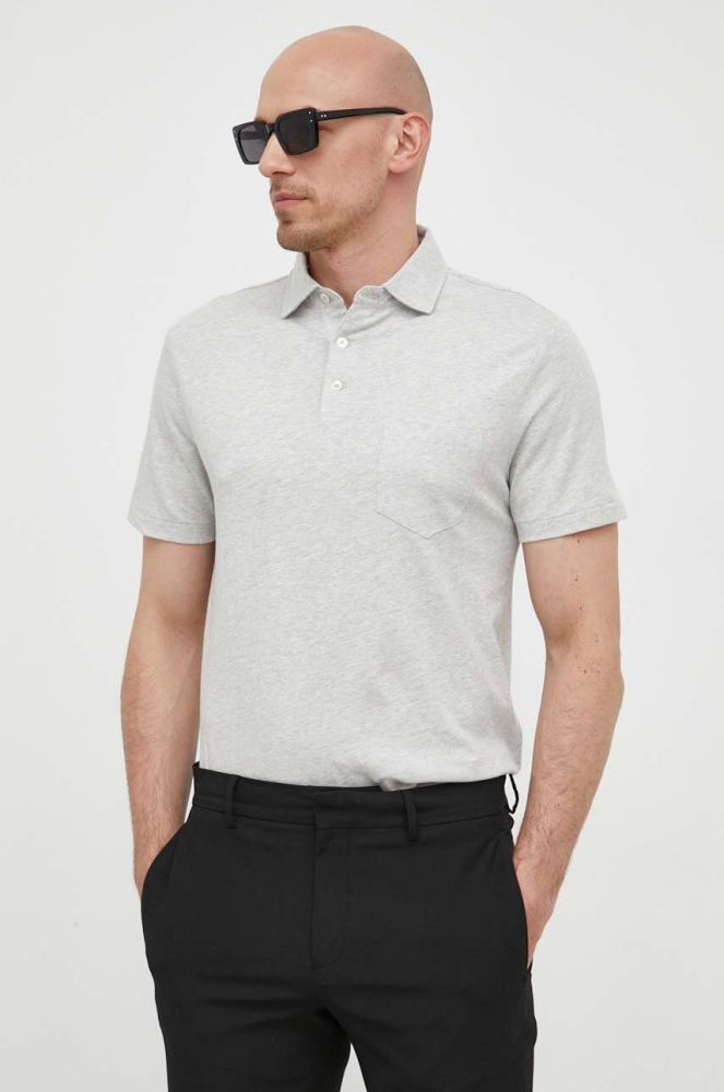 Поло з домішкою льону Polo Ralph Lauren колір сірий однотонний (3259998)