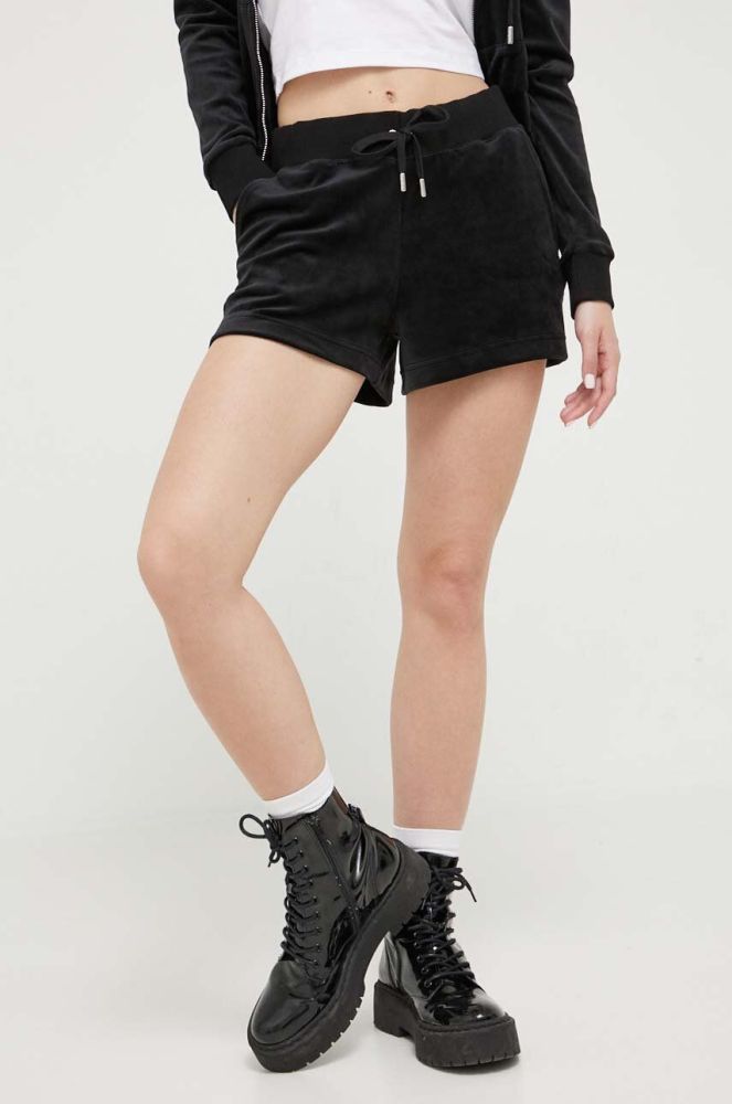 Шорти Juicy Couture Eve жіночі колір чорний однотонні висока посадка