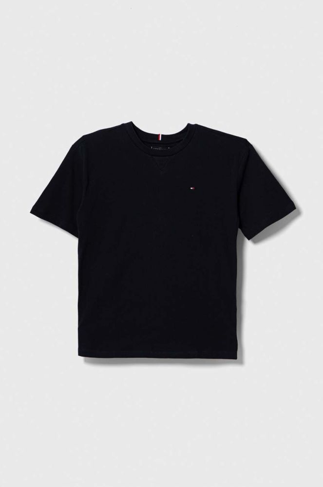 Дитяча бавовняна футболка Tommy Hilfiger колір синій однотонний