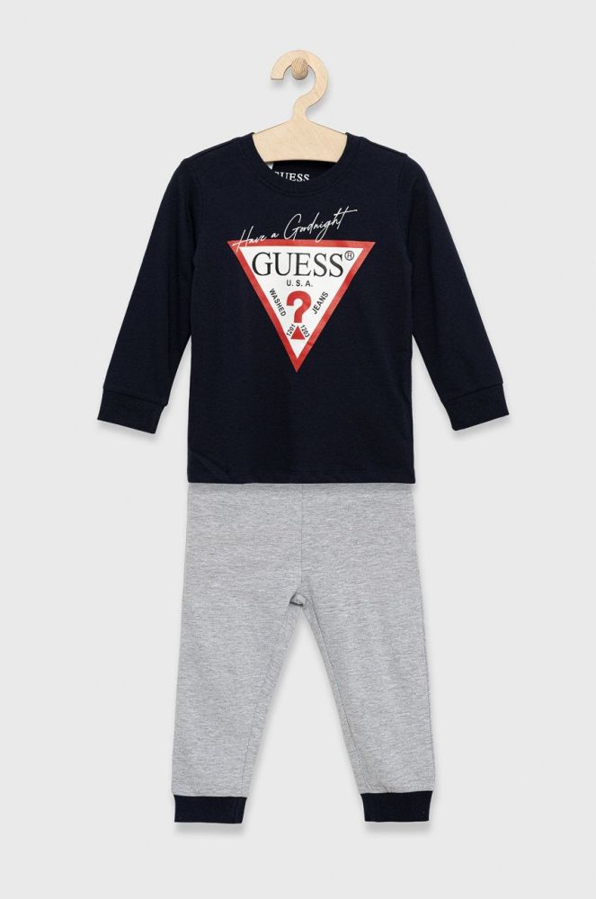 Дитяча піжама Guess колір синій однотонна