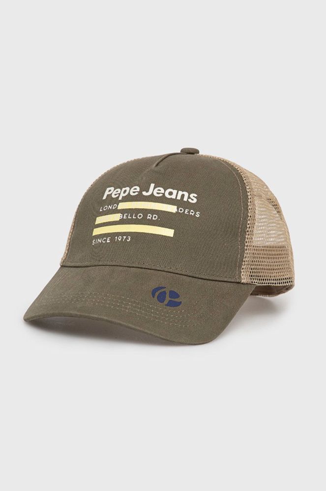 Кепка Pepe Jeans Taylor колір зелений з принтом