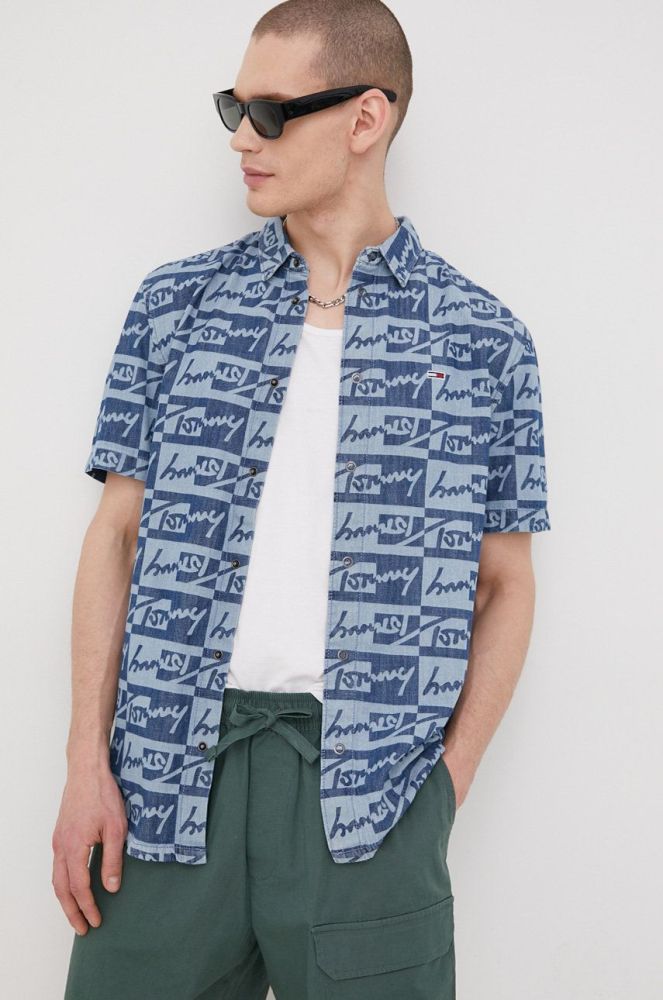 Джинсова сорочка Tommy Jeans чоловіча relaxed класичний комір колір блакитний (2219438)
