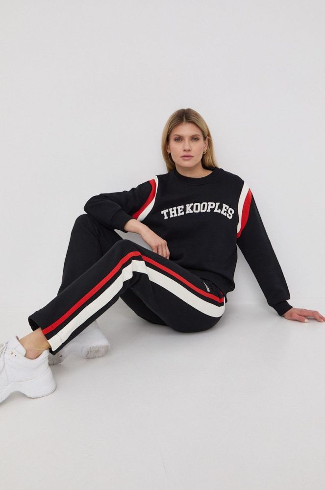 Бавовняні штани The Kooples жіночі колір чорний пряме середня посадка