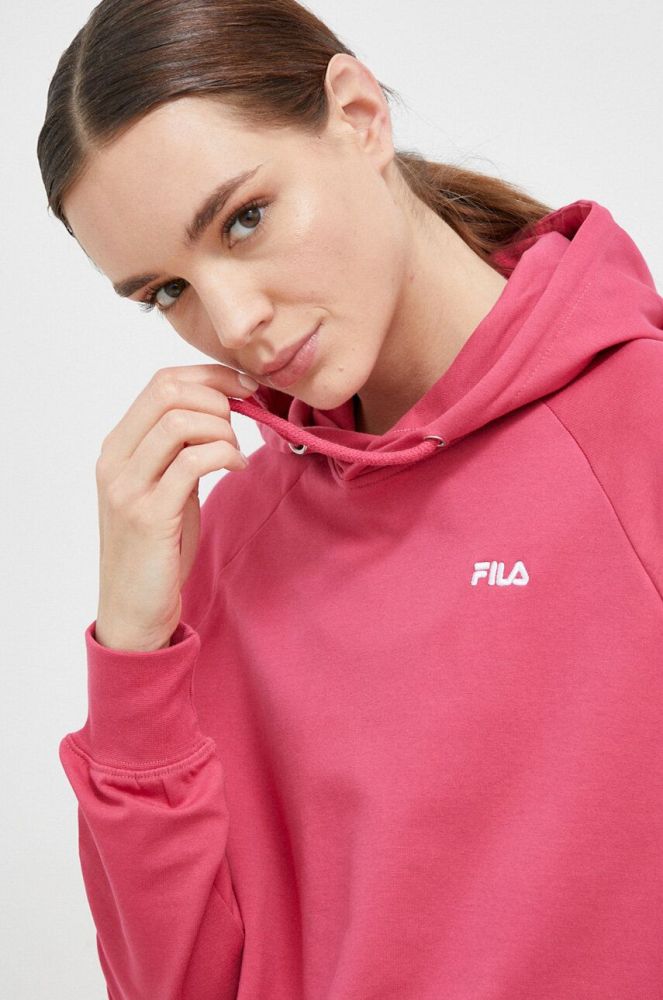 Кофта Fila жіноча колір рожевий з капюшоном однотонна (3027303)