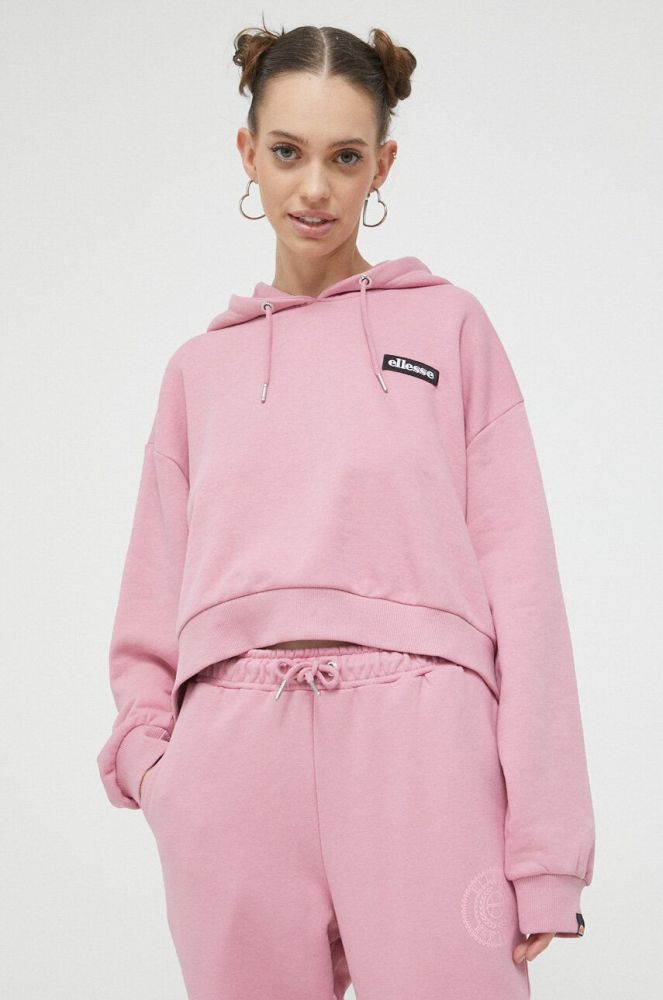 Кофта Ellesse жіноча колір рожевий з капюшоном з принтом (3144129)