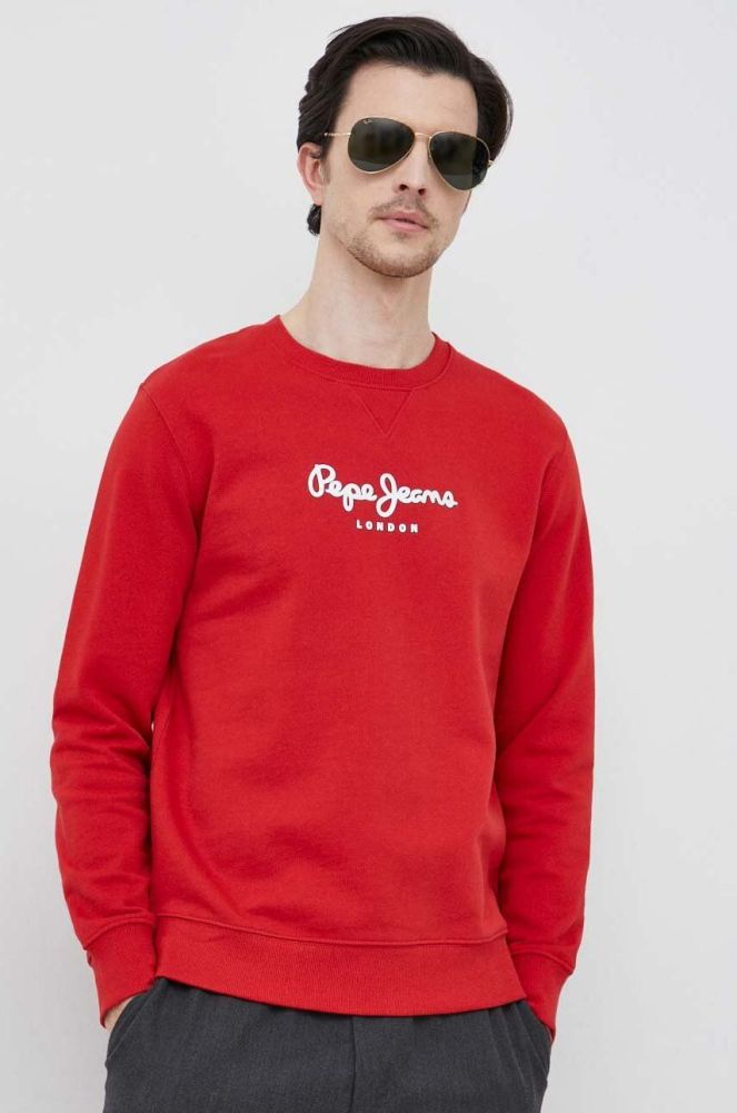 Бавовняна кофта Pepe Jeans Edward Crew чоловіча колір червоний з принтом