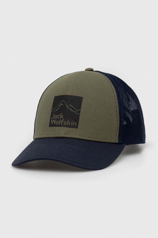 Кепка Jack Wolfskin Brand колір зелений з принтом