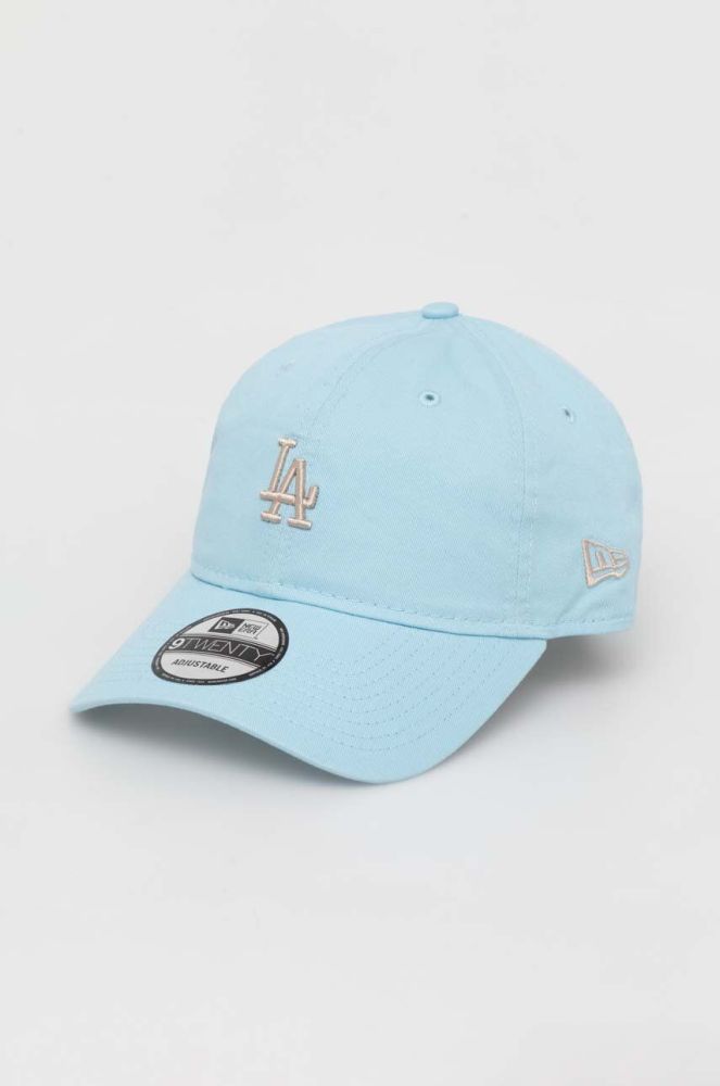 Бавовняна бейсболка New Era з аплікацією LOS ANGELES DODGERS колір блакитний