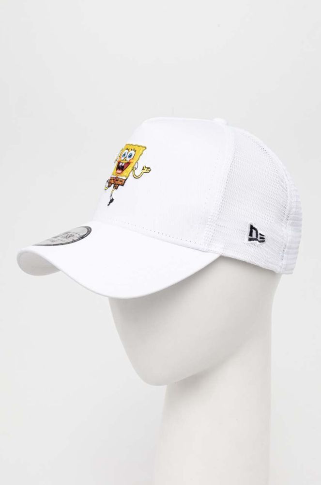 Кепка New Era колір білий з аплікацією SPONGEBOB