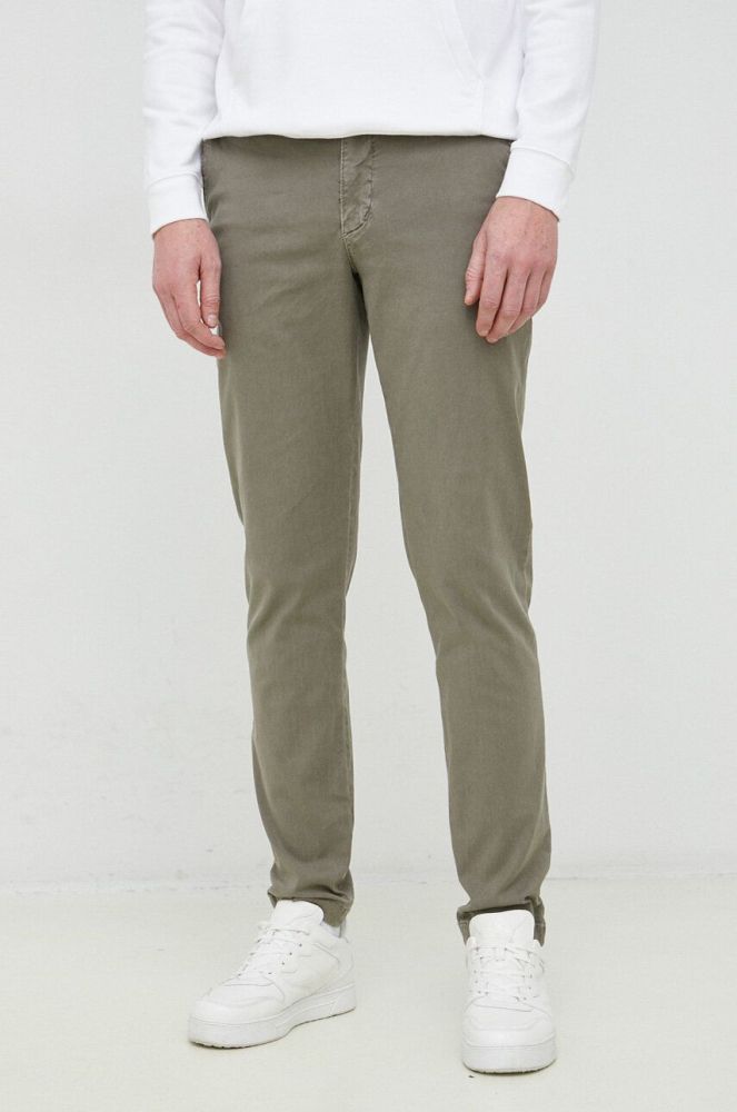 Штани з домішкою льону Tommy Hilfiger колір зелений фасон chinos (3031564)