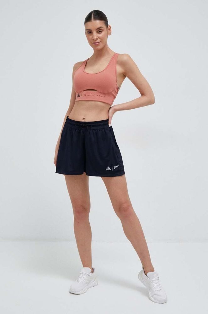 Шорти для бігу adidas Performance x Parley колір синій однотонні висока посадка