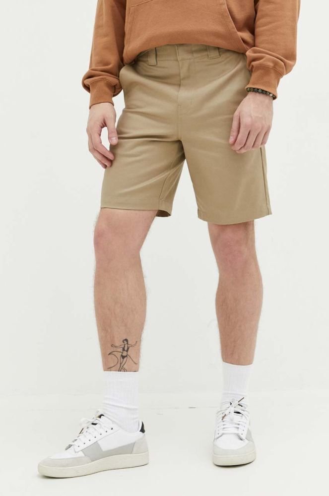 Бавовняні шорти Dickies колір бежевий DK0A4XESKHK1-KHAKI