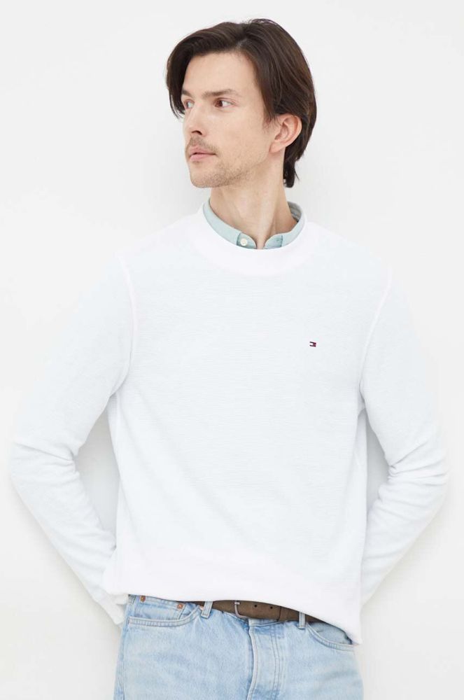 Лонгслів Tommy Hilfiger чоловічий колір білий однотонний (3681727)